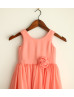 Coral Blue Ivory Chiffon Beach Wedding Flower Girl Dress